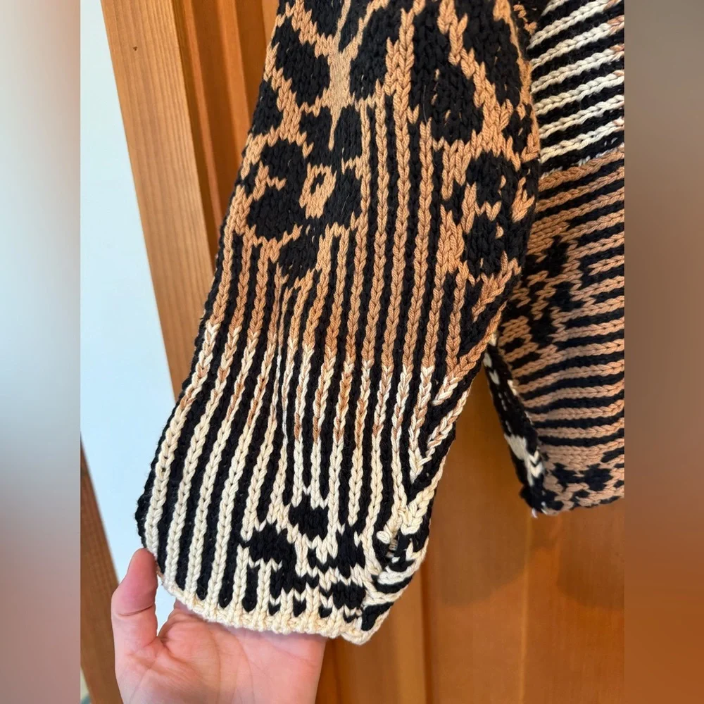 Free People Tate Black and Brown Patterned Cardigan XS - Picture 8 of 9